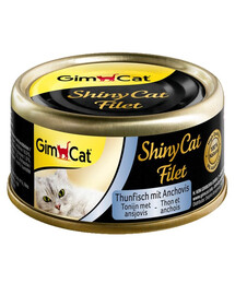 GIMCAT Shiny Cat Filet Tuna&Anchovy 70g tunas ir ančiuviai sultinyje