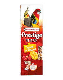 VERSELE-LAGA Prestige Sticks 2 mangų ir erškėtuogių kolbos vidutinio dydžio papūgoms 140g