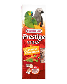 VERSELE-LAGA Prestige Sticks 2 daržovių ir kiaulpienių kolbos didelėms papūgoms 140g