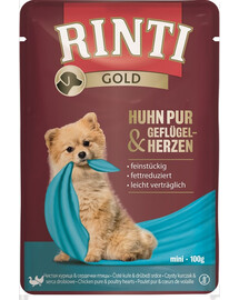 RINTI Chicken Pure & Poultry hearts Mini paketėlis mažų veislių šunims 100 g