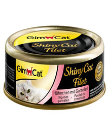 GIMCAT Shiny Cat Filet Chicken&Shrimp 70g vištiena ir krevetės sultinyje
