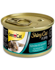 GIMCAT Shiny Cat Chicken&Shrimp in Jelly 70g vištiena su krevetėmis drebučiuose