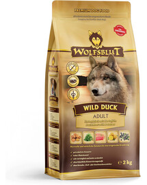 WOLFSBLUT Wild Duck Senior sausas ėdalas vyresniems šunims su antiena ir bulvėmis 12,5 kg