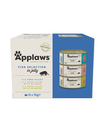 APPLAWS Cat Tin Fish Selection in Jelly Multipack 12x70g drėgnas ėdalas su žuvimi želė katėms