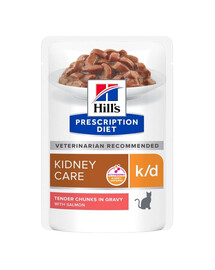 HILL'S Prescription Diet Feline k/d Kidney Care su lašiša 12x85 g paketėliuose