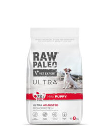 RAW PALEO Ultra Beef Mini Puppy 750g mažų veislių jautienos šuniukams