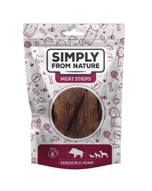 SIMPLY FROM NATURE Meat Strips Mėsos juostelės su elniena ir kanapėmis šunims 80 g