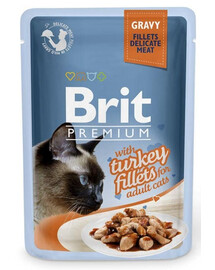 BRIT Premium Cat Fillets in Gravymokra kalakutienos maistas katėms 24x85g