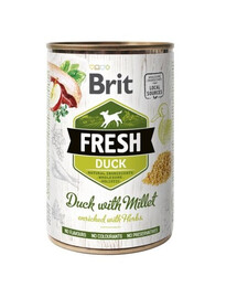 BRIT FRESH Duck with millet 400 g ančių ir sorų drėgnas ėdalas šunims