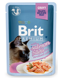 BRIT Premium Cat Delicate fillets in gravy su lašiša padaže sterilizuotoms katėms 24x85g