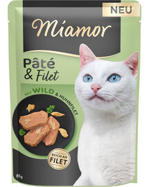 MIAMOR Pate and Filet with Game elnienos filė gabaliukai 85 g