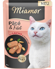 MIAMOR Pate and Filet with Salmon lašišos filė gabaliukai 85 g