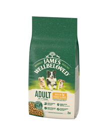 JAMES WELLBELOVED Adult 2 kg sausas visavertis pašaras suaugusiems 1-7 metų šunims su daug kalakutienos ir ryžių