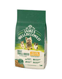 JAMES WELLBELOVED Adult 1,5 kg visavertis sausas ėdalas suaugusiems mažų veislių atstovams nuo 6 mėnesių iki 10 metų su kalakutiena ir ryžiais