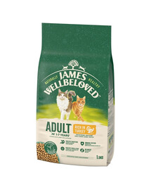 JAMES WELLBELOVED 1,5 kg sausas visavertis ėdalas suaugusioms 1-7 metų katėms su daug kalakutienos