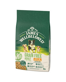 JAMES WELLBELOVED Adult 10 kg sausas visavertis ėdalas be grūdų suaugusiems 1-7 metų šunims, kuriame gausu kalakutienos ir daržovių