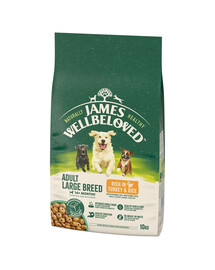 JAMES WELLBELOVED Adult 10 kg visavertis sausas ėdalas suaugusiems didelių veislių šunims nuo 14 mėn. iki 10 metų, kuriame gausu kalakutienos ir ryžių