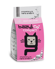 BAZYL Ag+ Compact Baby Powder 10 L Bentonito kačių kraikas su nano sidabro kūdikių miltelių kvapu