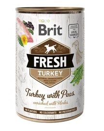 BRIT FRESH turkey & peas 400g kalakutiena su žirniais šunims