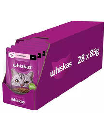 WHISKAS Adult paketėlis 28x85g drėgno maisto suaugusioms katėms su lašiša padaže