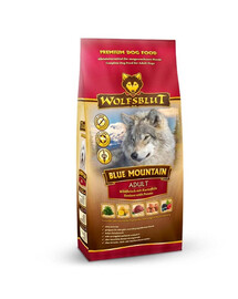 WOLFSBLUT Adult Blue Mountain sausas šunų ėdalas su elniena ir triušiena 12,5 kg