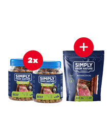 SIMPLY FROM NATURE Smart Bites Beef Trainers šunims 2 x 130 g + skanėstas NEMOKAMAI