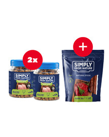 SIMPLY FROM NATURE Smart Bites Paukštienos dresuotojai šunims 2 x 130 g + skanėstas NEMOKAMAI