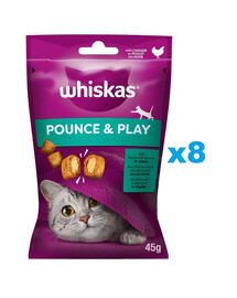 WHISKAS Energija ir gyvybingumas 8 x 45 g – skanėstas su vištiena katėms.