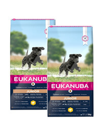 EUKANUBA Developing Junior Large Breed praturtinta šviežia vištiena 30 kg (2 x 15 kg)