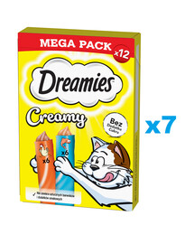 DREAMIES Creamy MEGA PACK Vištienos ir lašišos papildomi pašarai 84x10 g