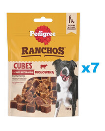 PEDIGREE Ranchos Cubes 7x70 g papildomas ėdalas suaugusiems šunims su jautiena