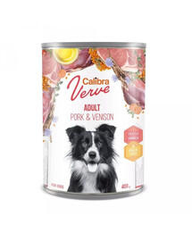 CALIBRA Dog Verve GF Adult Pork&Venison 400 g Šunims skirtas drėgnas ėdalas be grūdų su kiauliena ir elniena