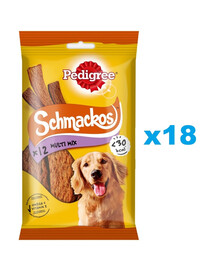 PEDIGREE Schmackos Multi Mix 18x86 g dryžuoti skanėstai šunims su jautiena