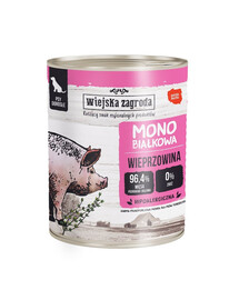 WIEJSKA ZAGRODA Kiauliena – monobaltyminis drėgnas maistas šunims, 400 g