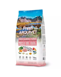 ARQUIVET Šviežias pusiau drėgnas šunų ėdalas lašiša su kalakutiena 10 kg