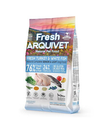 ARQUIVET Fresh Senior Light Pusiau drėgnas maistas vyresniems šunims Kalakutiena ir balta žuvis 2,5 kg
