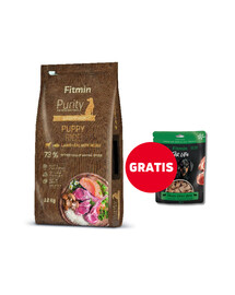 FITMIN Dog Purity rice puppy lamb & salmon 12 kg + liofilizuotas skanėstas NEMOKAMAI