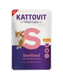KATTOVIT Vital Care Sterilizuota su vištiena 12x85 g