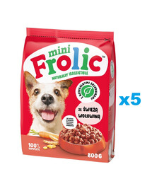 FROLIC Mini Naturally Irresistible 5x800 g Pusiau drėgnas mažų veislių šunų ėdalas su šviežia jautiena