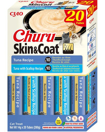 INABA Churu Cat Skin Coat 20x14g tuno, tuno ir šukučių kreminis skanėstas katėms