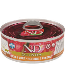 N&D Cat Quinoa Herring & coconut Skin&Coat 80 g karma dla kotów na poprawę stanu sierści