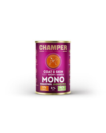 CHAMPER Coat Skin Ėrienos monoproteinų ėdalas šunims 400 g