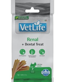 FARMINA Vet Life Dental Treat Renal Mini 60 g (7 vnt.) dantų skanėstai mažų veislių šunims