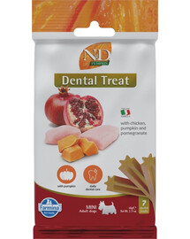 FARMINA N&D Pumpkin Dental Treat Chicken Pomegranate Mini 60 g (7 vnt.) dantų skanėstai mažų veislių šunims
