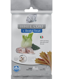FARMINA N&D White Dental Treat Coat Sea bass Mini 60 g (7 vnt.) dantų skanėstai mažų veislių šunims