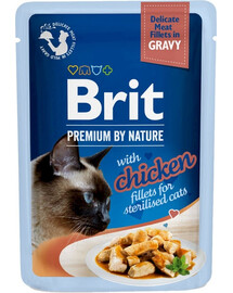 BRIT Premium By Nature Fillets in Gravy for Sterilized cats su vištiena 24x85g