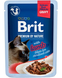 BRIT Premium By Nature Fillets in Gravy for Sterilized cats su ėriena 24x85g