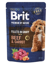 BRIT Premium By Nature Dog Fillets in Gravy su jautiena ir morkomis 24x85g