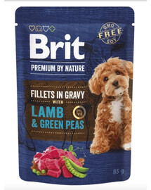 BRIT Premium By Nature Dog Fillets in Gravy su ėriena ir žaliaisiais žirneliais 24x85g