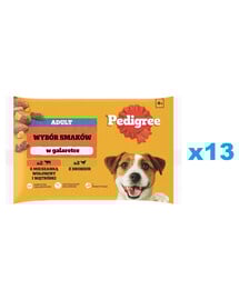 PEDIGREE Adult Wybór Smaków saszetki 52x100 g mokra karma pełnoporcjowa dla dorosłych psów, z mieszanką wołowiny i wątróbki, z drobiem, w galaretce